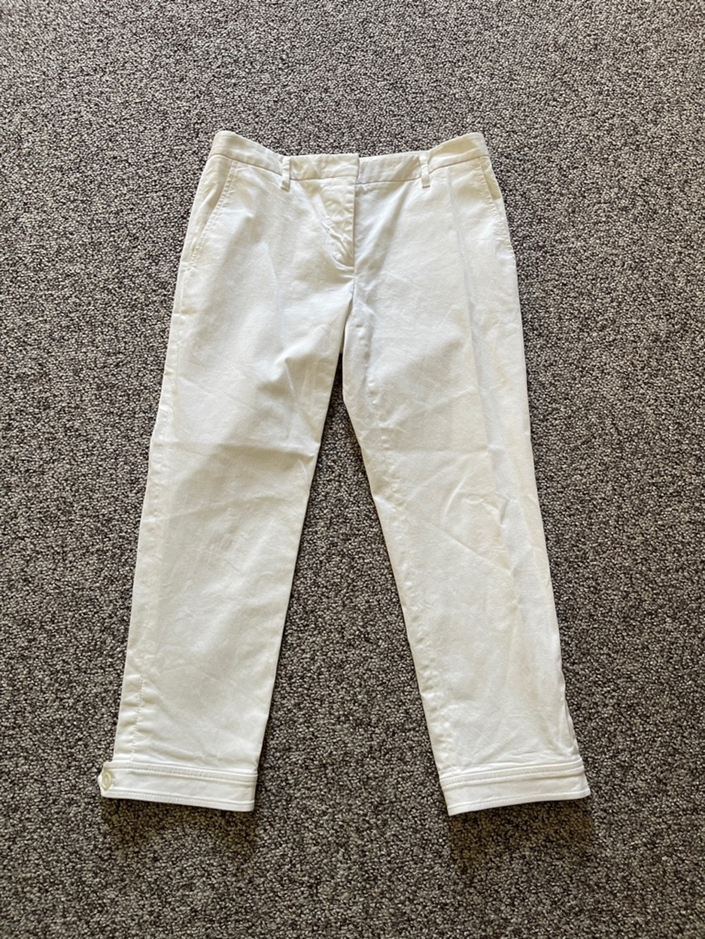 Prada Italy White Cropped Ankle Crisp Cotton Pants 38